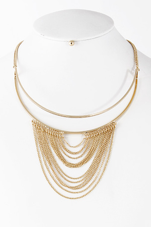 Chain Hanging Cutout Bar Necklace 5BCH3